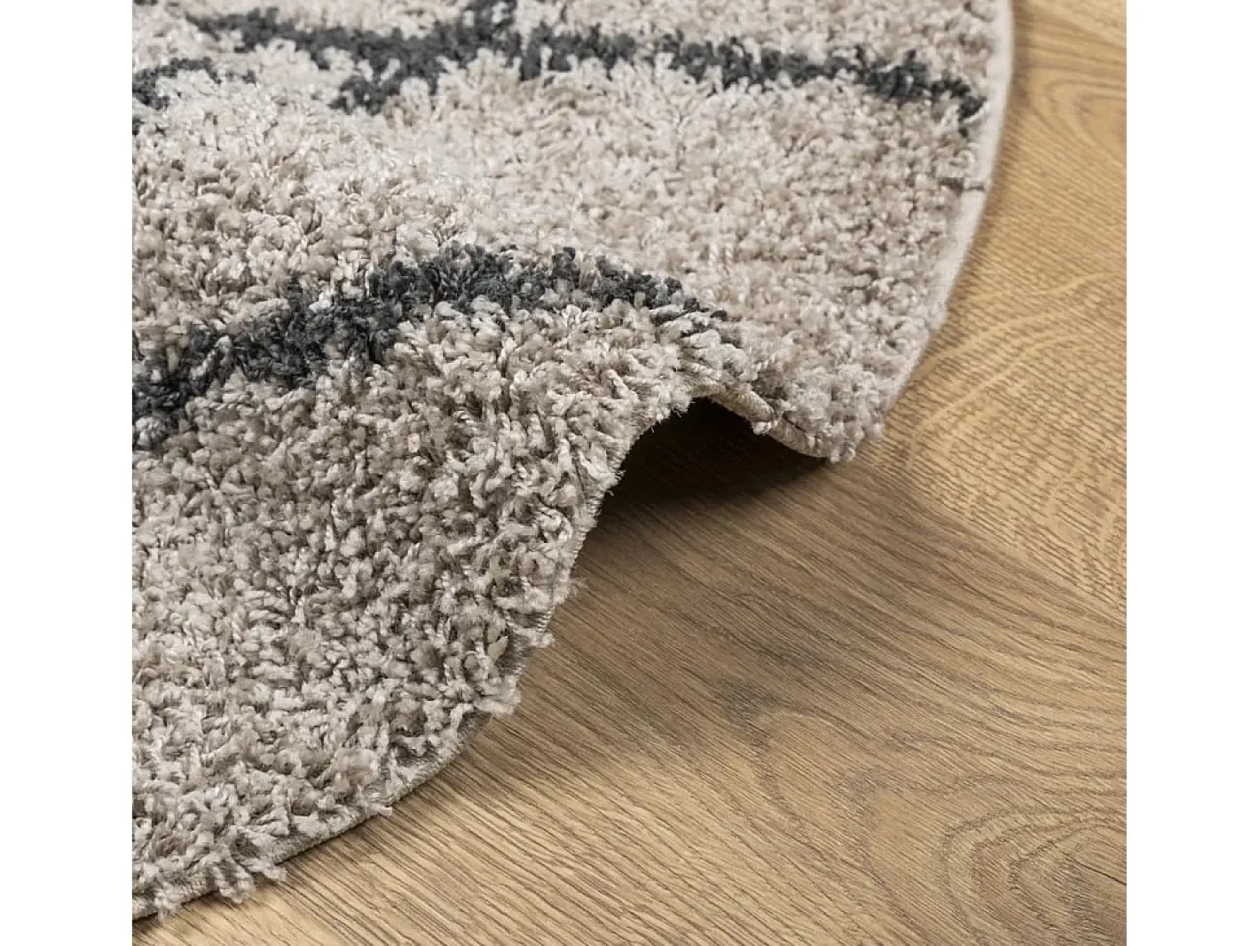 Clicnbuy Alfombra de pelo largo moderna beige y antracita Ø 120 cm Multicolor Discount