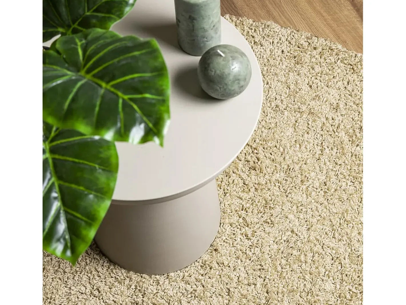Clicnbuy Alfombra Redonda-Alfombra de pelo largo moderna Ø 160 cm Dorado