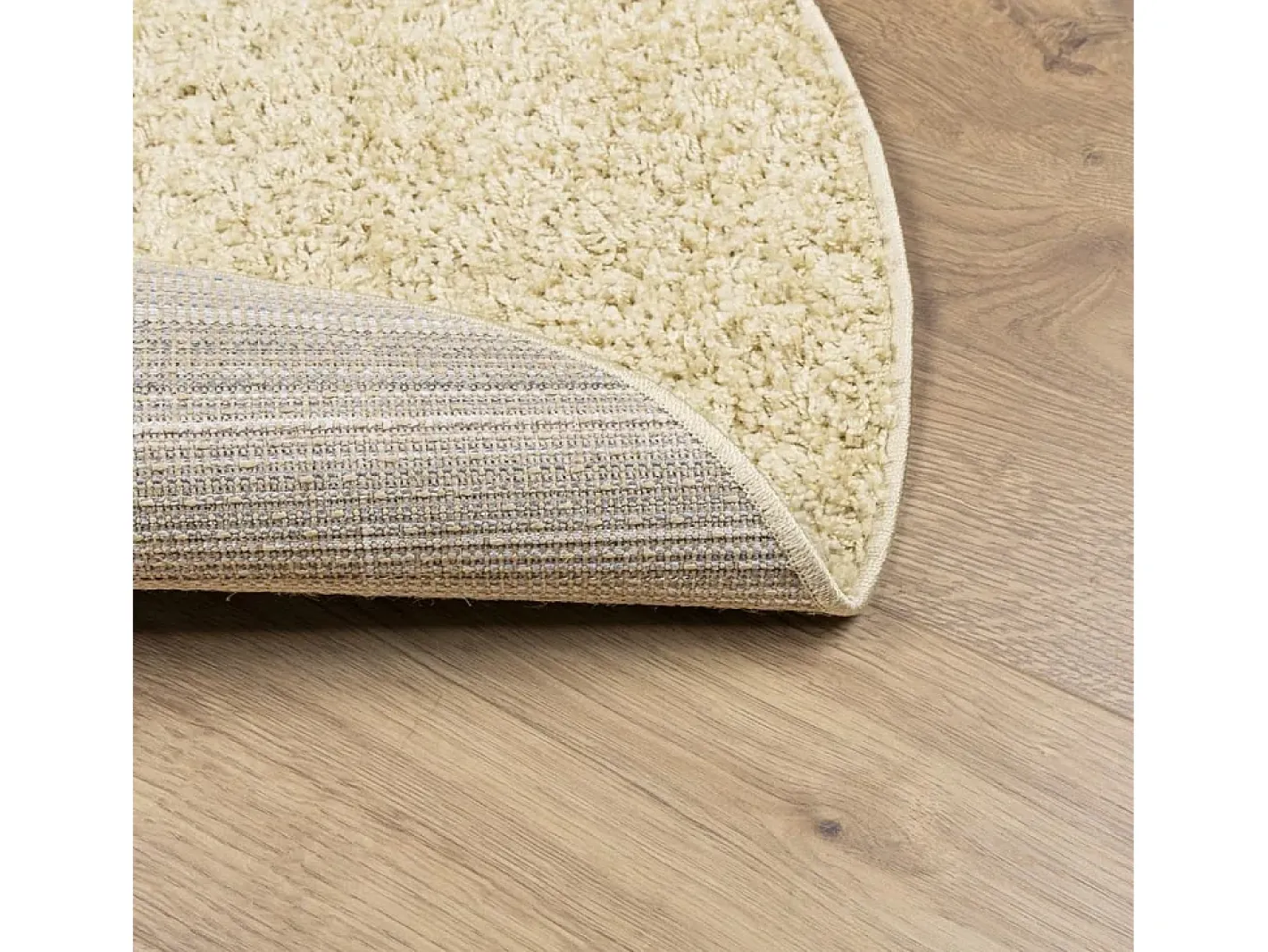 Clicnbuy Alfombra Redonda-Alfombra de pelo largo moderna Ø 160 cm Dorado