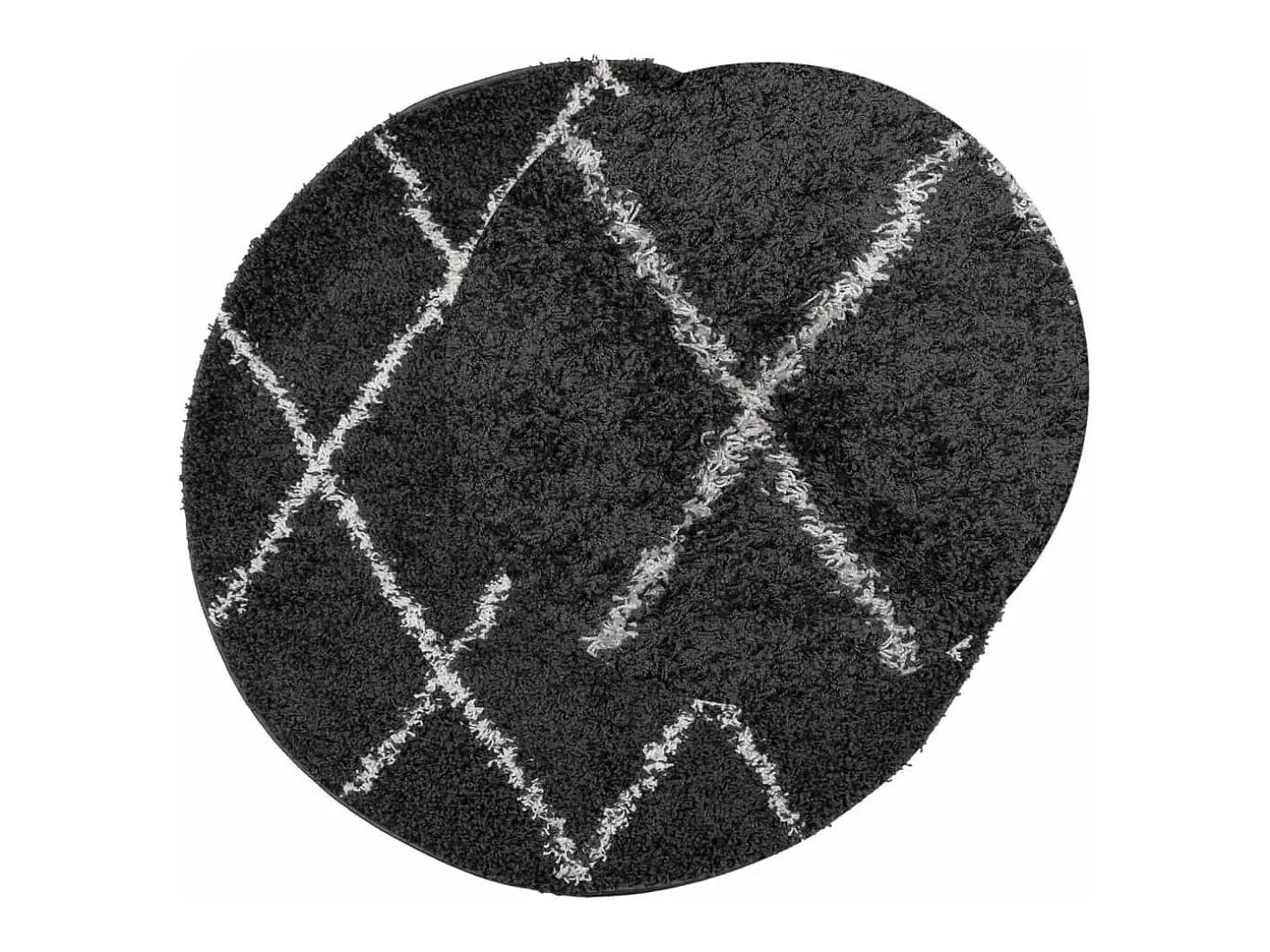 Clicnbuy Alfombra de pelo largo moderna negro y crema Ø 80 cm Multicolor Online