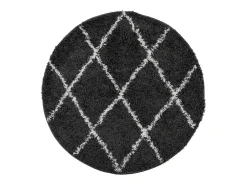 Clicnbuy Alfombra de pelo largo moderna negro y crema Ø 80 cm Multicolor Online