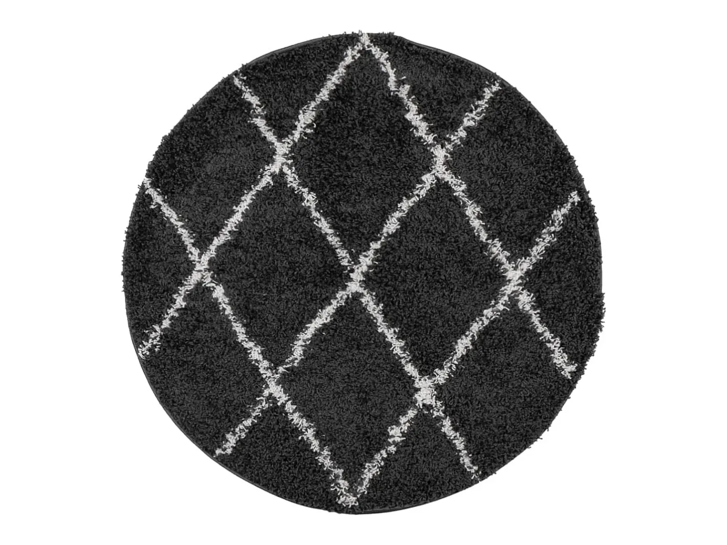 Clicnbuy Alfombra de pelo largo moderna negro y crema Ø 80 cm Multicolor Online