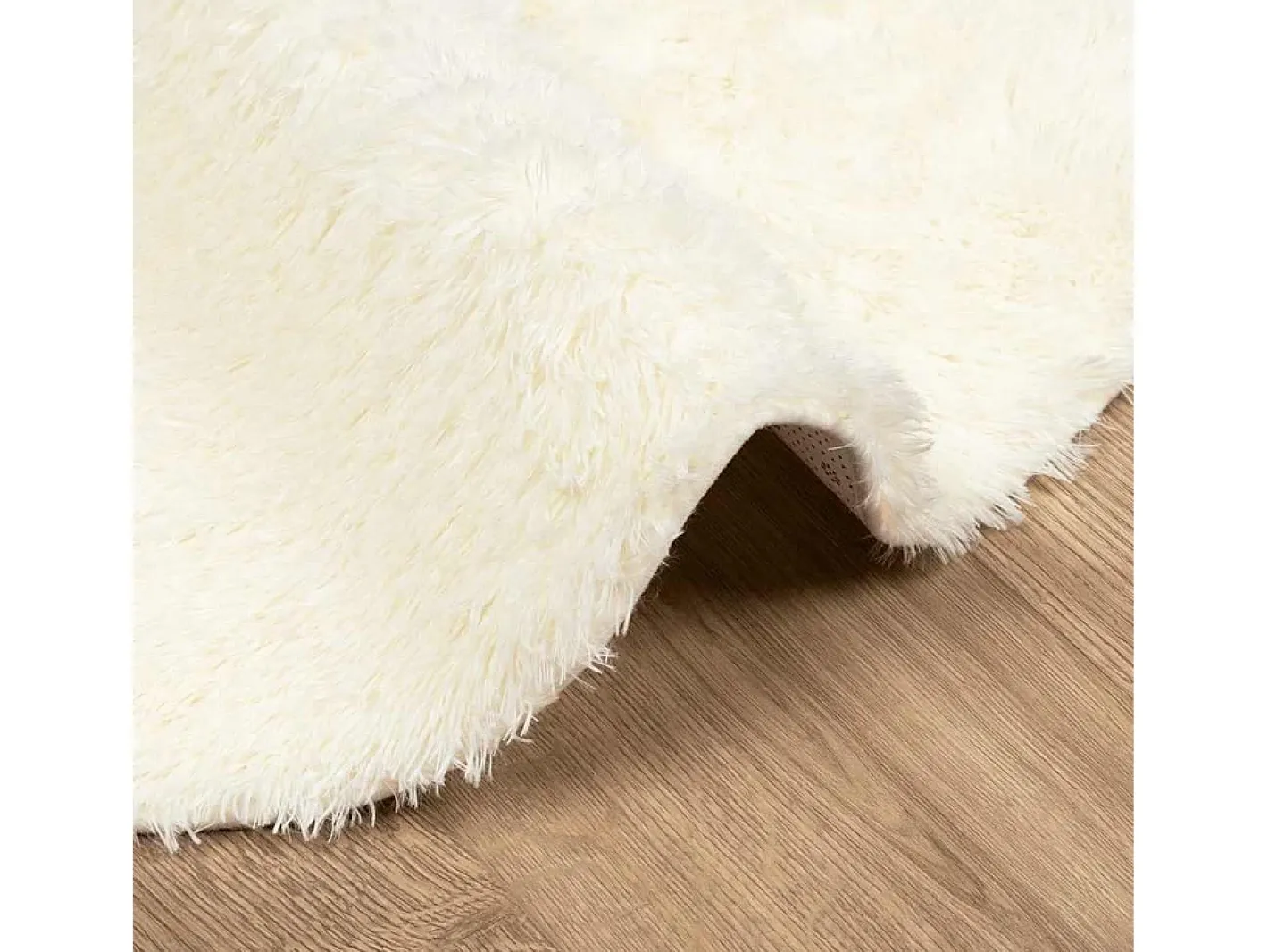 New Alfombra de pelo largo NAVARRA color crema 240x240 cm poliéster Blanco