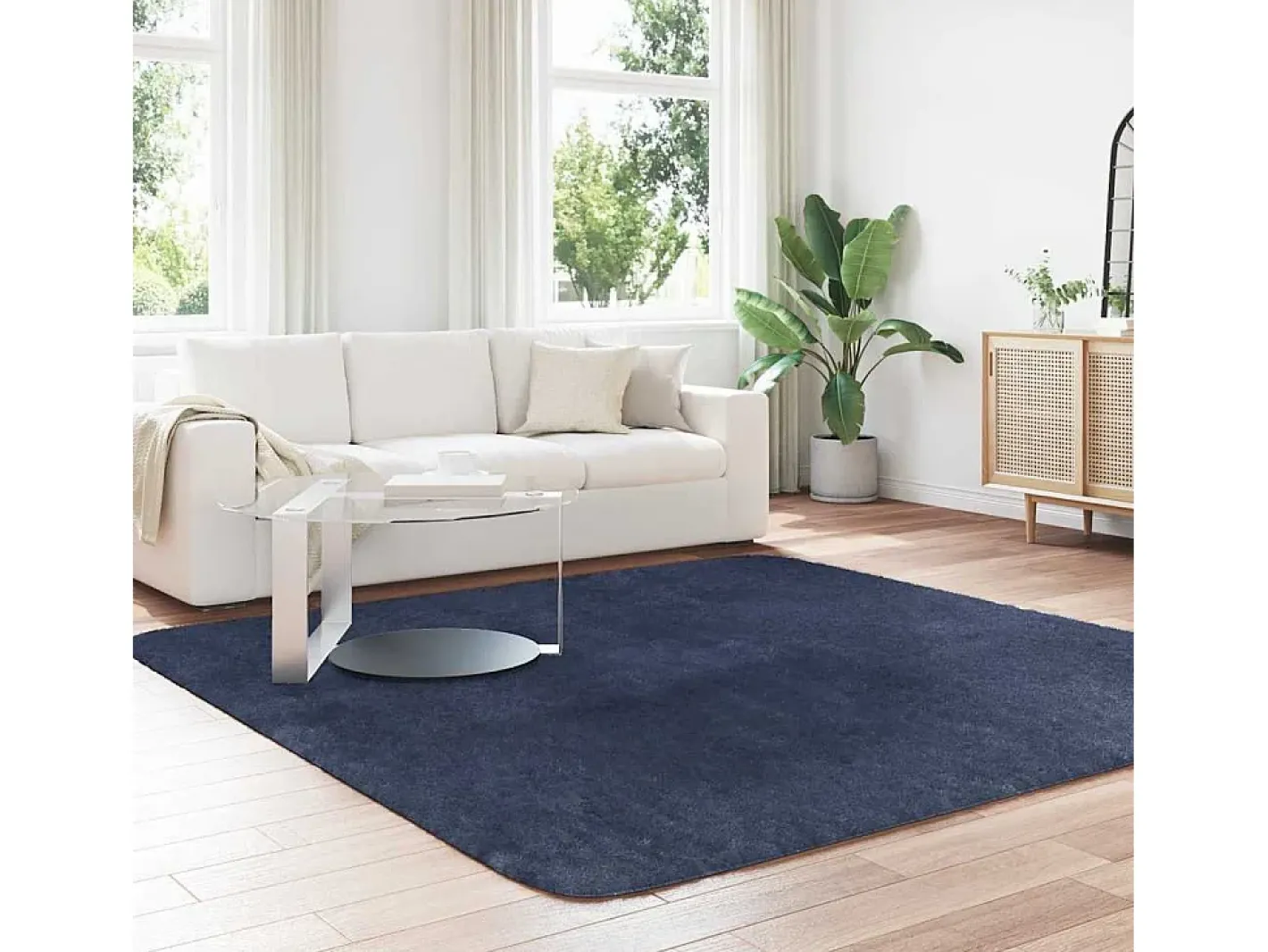 Clearance Alfombra de pelo largo NAVARRA marino 240x240 cm Azul