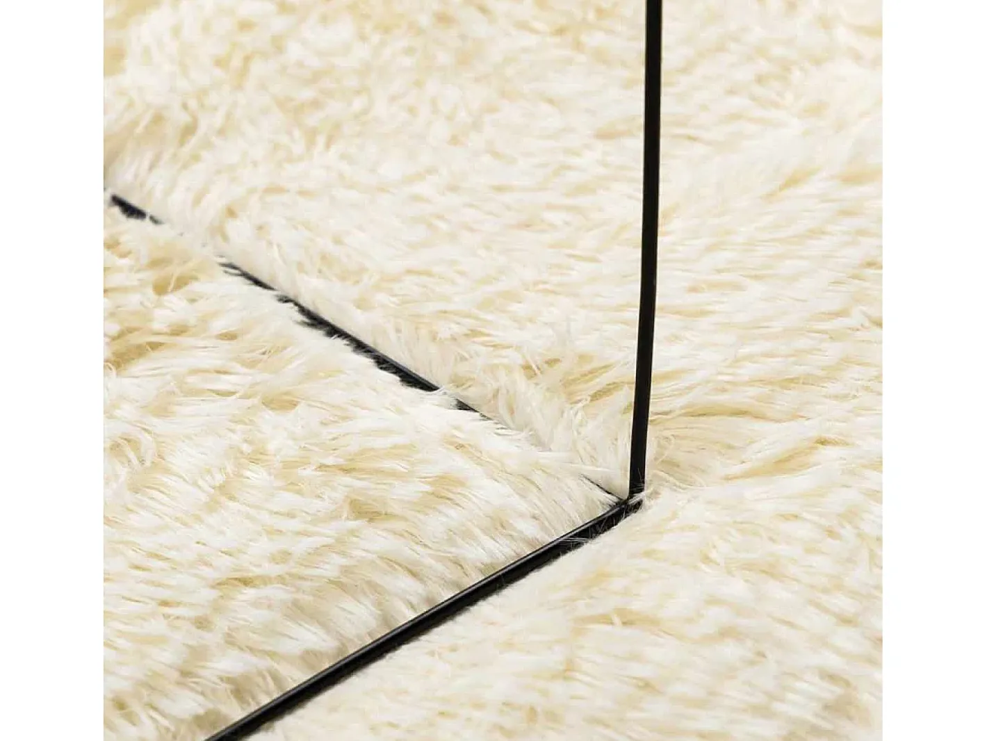 Alfombra De Cocina|Alfombra Redonda-Alfombra de pelo largo NAVARRA color crema 160x160 cm poliéster Blanco