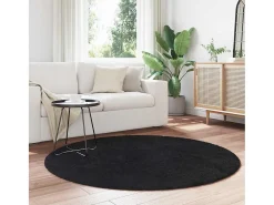 Alfombra De Cocina|Alfombra Redonda-Alfombra de pelo largo negra NAVARRA 160x160 cm poliéster Negro
