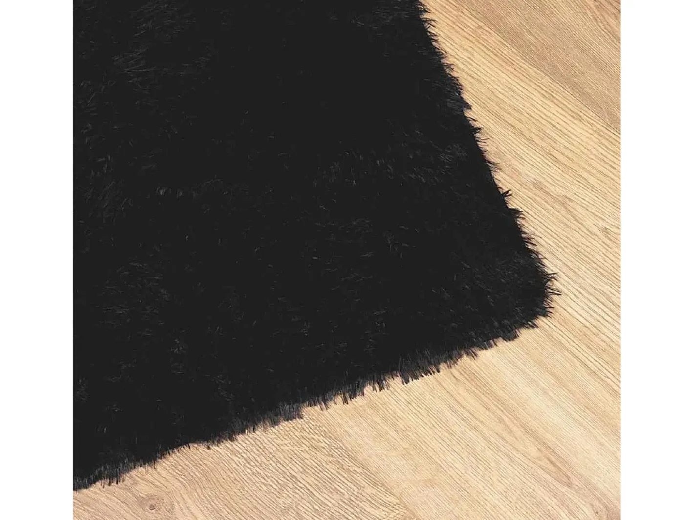 Outlet Alfombra de pelo largo negra NAVARRA 200x290 cm Poliéster Negro