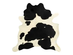 Discount Clicnbuy Alfombra de piel de vaca real y blanco 150x170 cm Negro