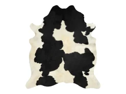Discount Clicnbuy Alfombra de piel de vaca real y blanco 150x170 cm Negro