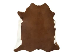 New Clicnbuy Alfombra de piel de vaca auténtica marrón y blanco 150x170 cm Marru00f3n