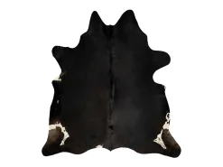 Clicnbuy Alfombra de piel de vaca auténtica 150x170 cm Negro Clearance
