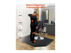 Alfombra De Salón-Alfombra de Salón SucceBuy Peluquería, 122.5x150.5x1.3 cm, Alfombra de Suelo Anti-Fatiga para Base de Silla Redonda, Superficie de PVC, Limpieza Fácil Negro