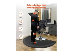 Alfombra De Salón-Alfombra de Salón SucceBuy, 91x152 cm, Alfombra de Pie Semicircular, Alfombra Anti-Fatiga de 13 mm de Grosor, Superficie de PVC Fácil de Mantener Negro