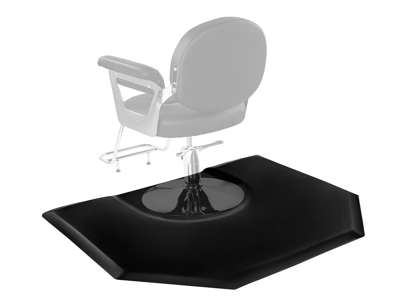 Alfombra de Silla de Salón SucceBuy Hexagonal para Peluqueros, 122.5 x 150.5 cm, Grosor de 2.5 cm, Corte Redondo, Superficie de PVC Duradero y Bordes Negro Best