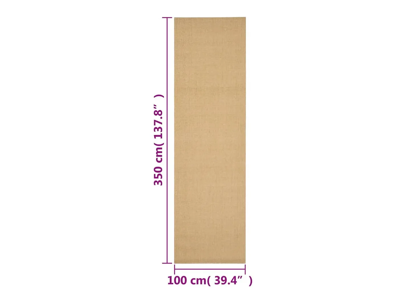Alfombra de sisal natural 100x350 cm Marru00f3n Clearance