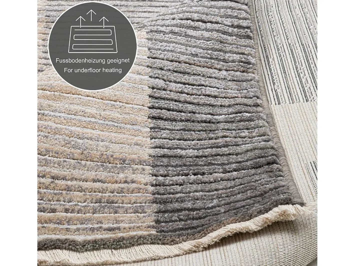 Best Alfombra de tejido plano con aspecto de patchwork 60x130 cm Corduletta Beige