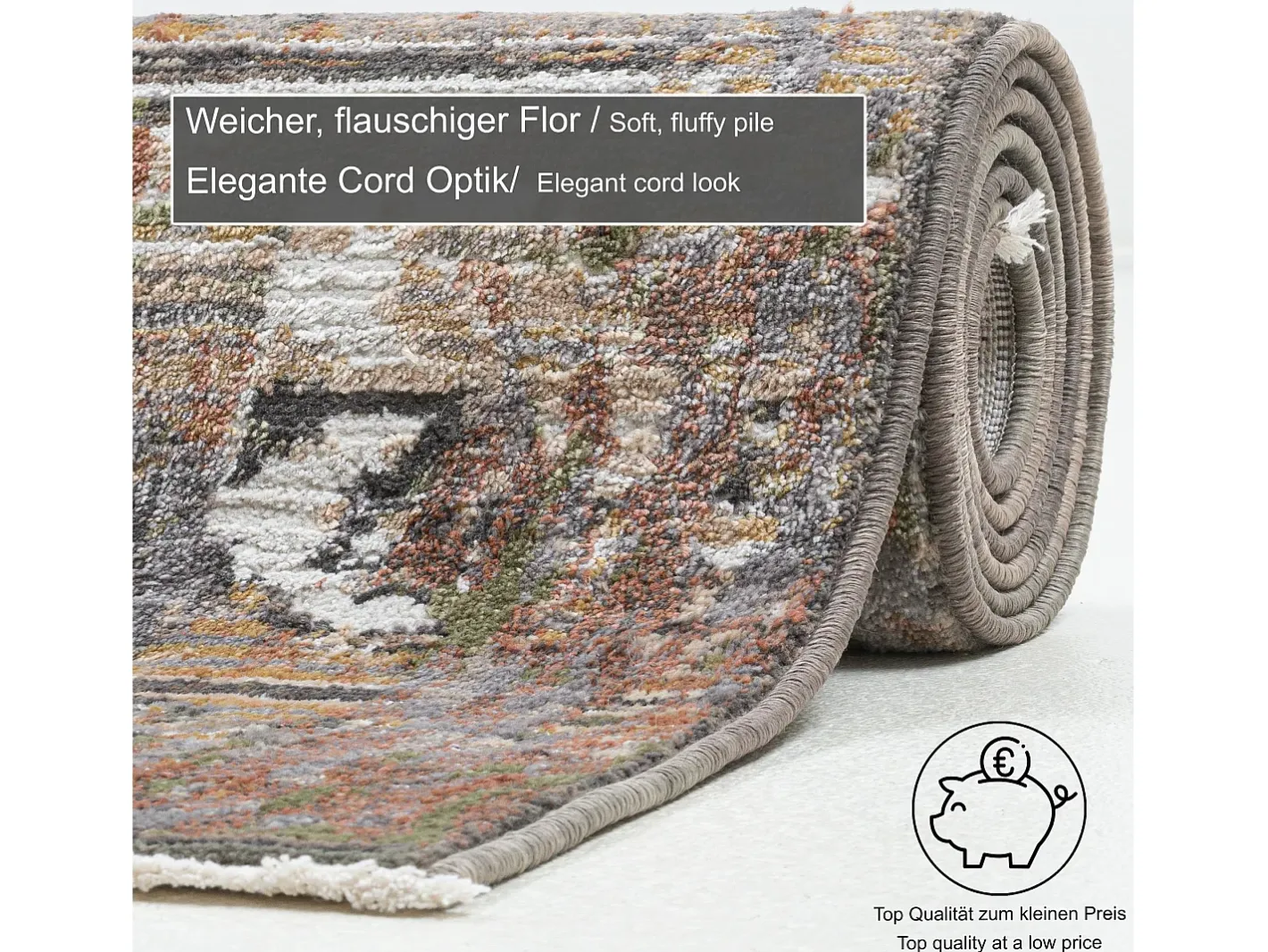 Alfombra de tejido plano con aspecto vintage 240x290 cm multi Corduletta Beige