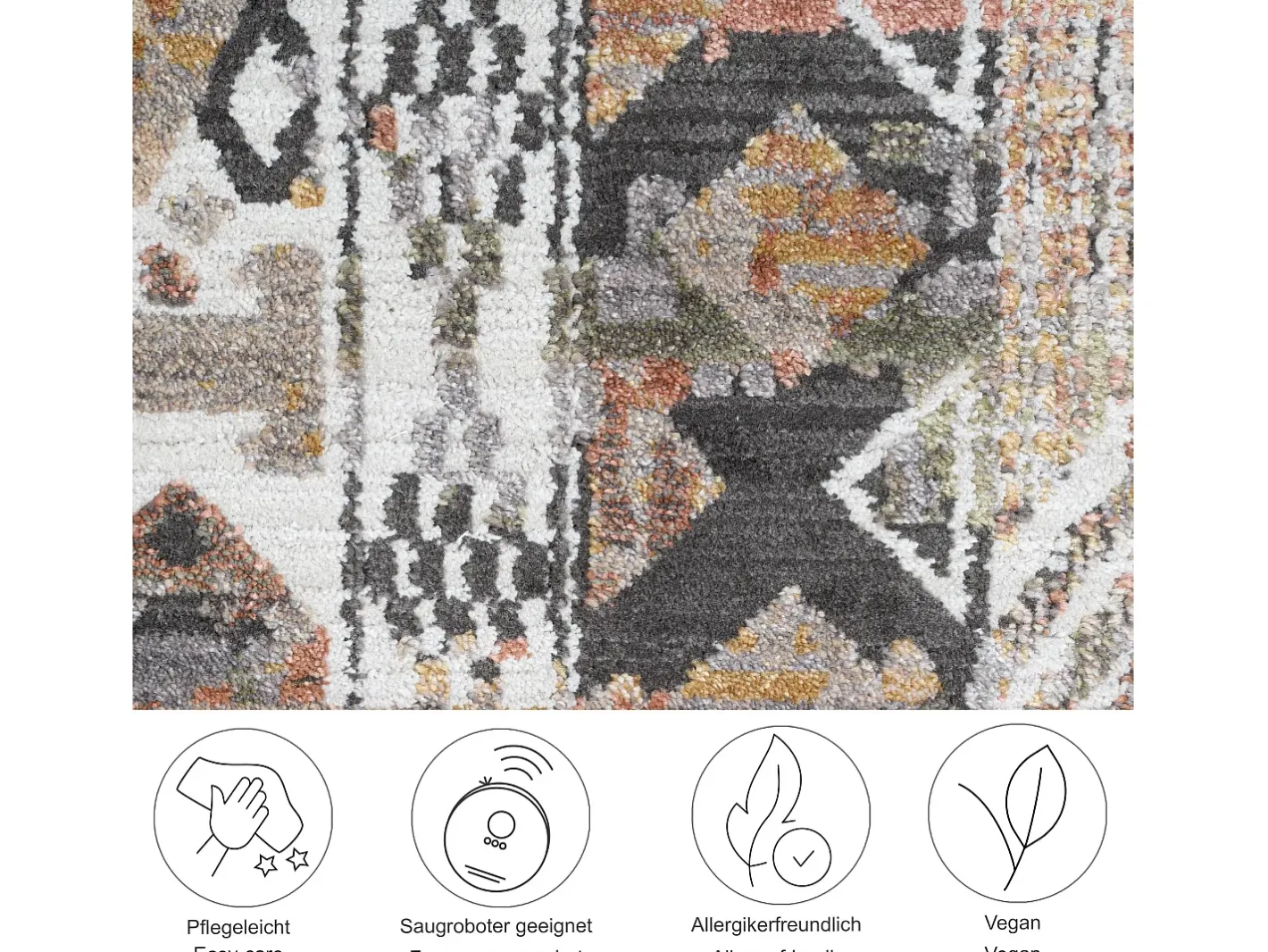Alfombra de tejido plano con aspecto vintage 240x290 cm multi Corduletta Beige
