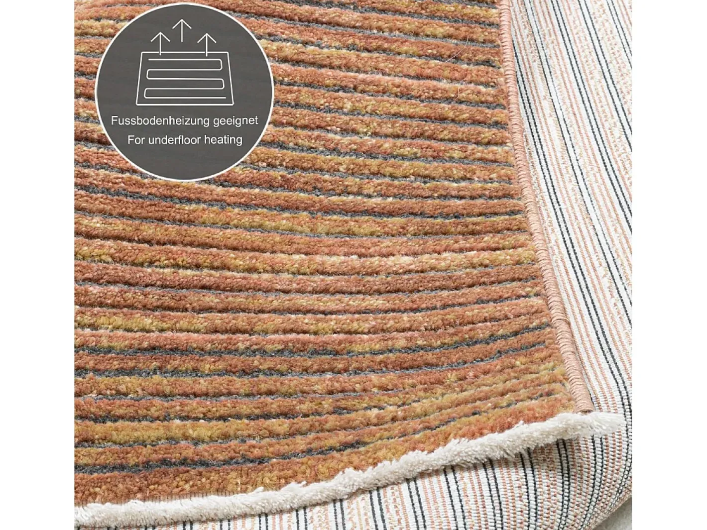 Alfombra De Salón-Alfombra de tejido plano con aspecto corto 80x150 cm Óxido Corduletta Cobrizo