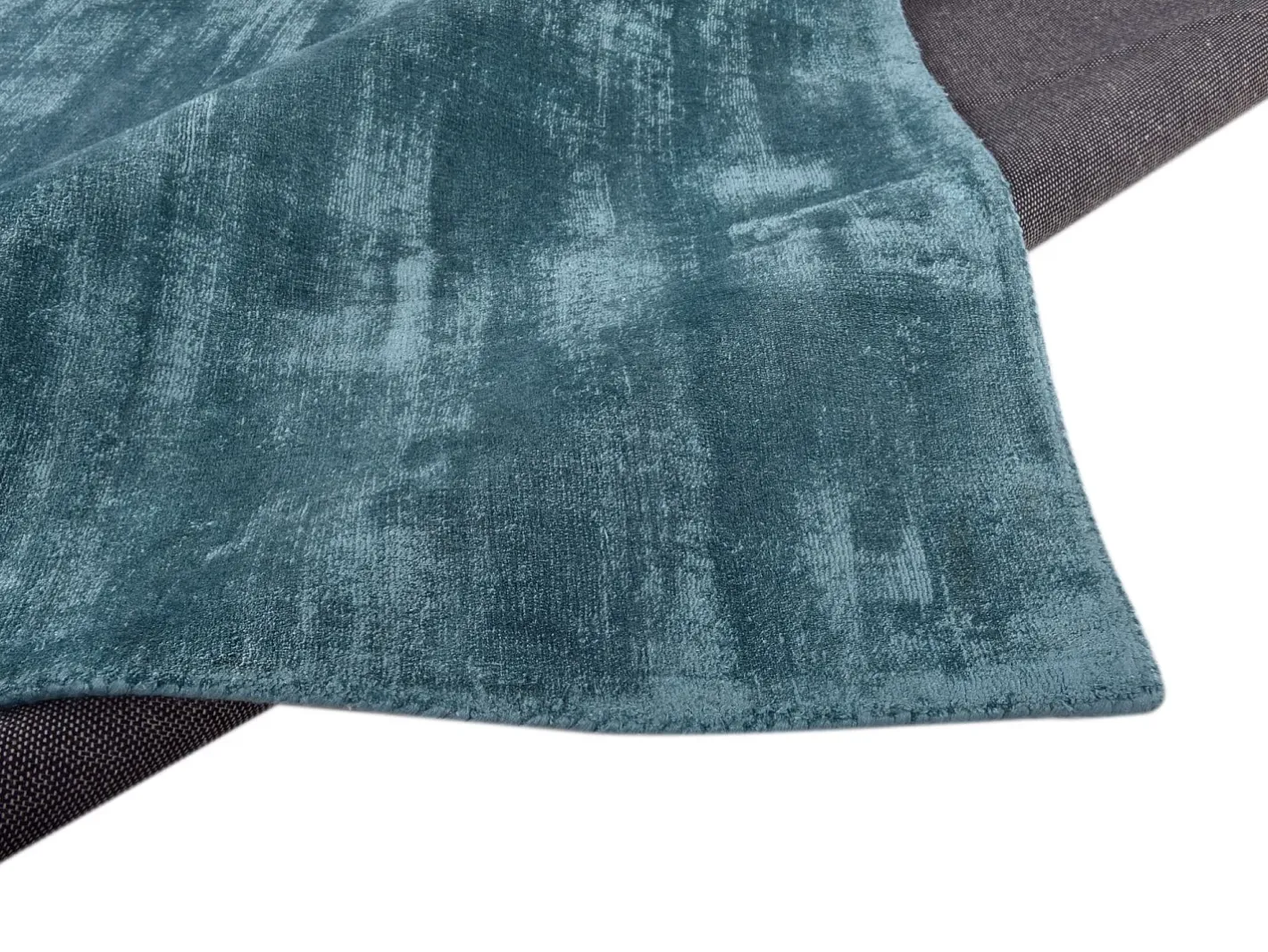 Alfombra de viscosa tejida a mano 85x155 cm Aqua Shine Azul New