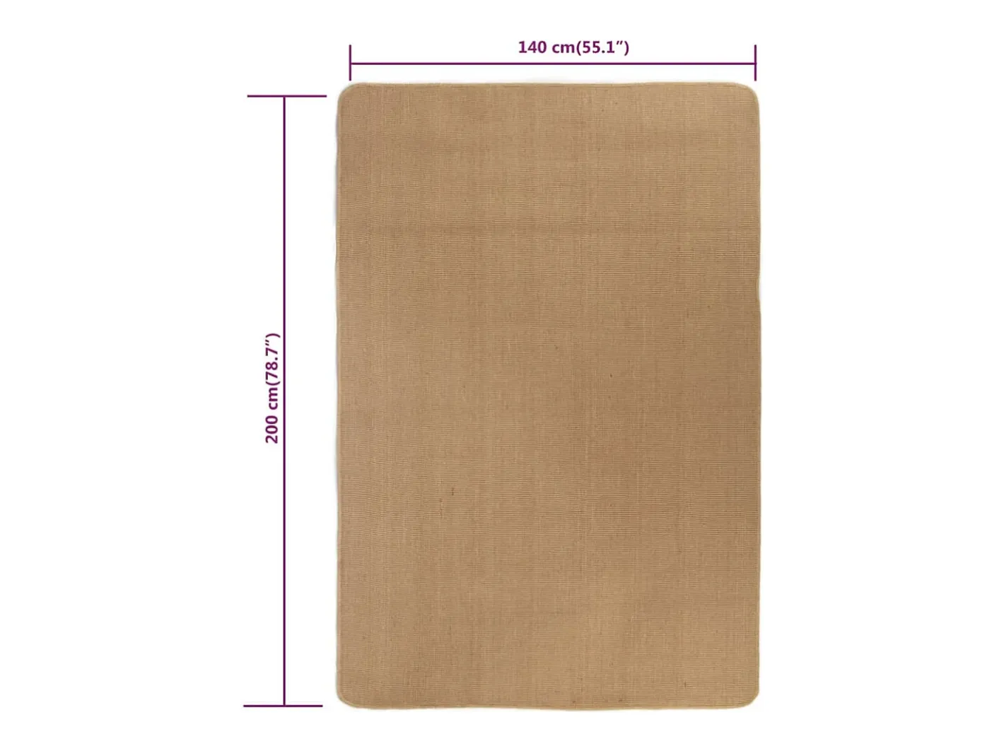Clicnbuy Alfombra De Salón-Alfombra de yute con reverso de latex 140x200 cm natural Beige