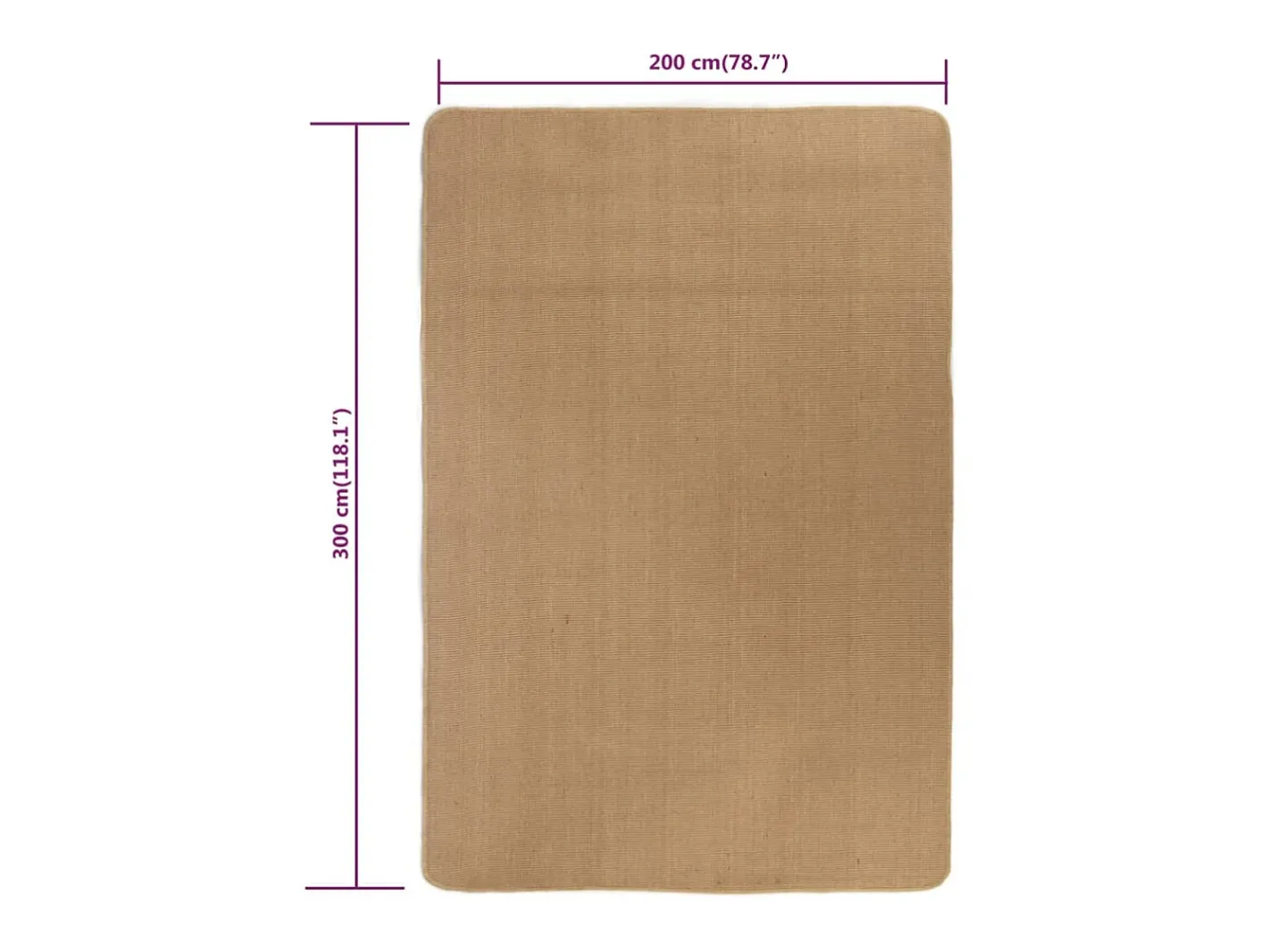 Alfombra de yute con reverso de látex 200x300 cm ES65578 Marru00f3n Best