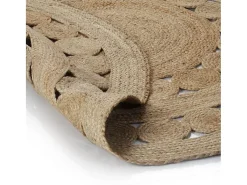 Outlet Alfombra de yute, diseño trenzado, redonda de 150 cm. Beige