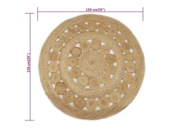 Outlet Alfombra de yute, diseño trenzado, redonda de 150 cm. Beige
