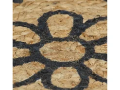 Alfombra De Cocina|Alfombra Redonda-Alfombra de yute hecha a mano con estampado azul oscuro 150 cm Marru00f3n