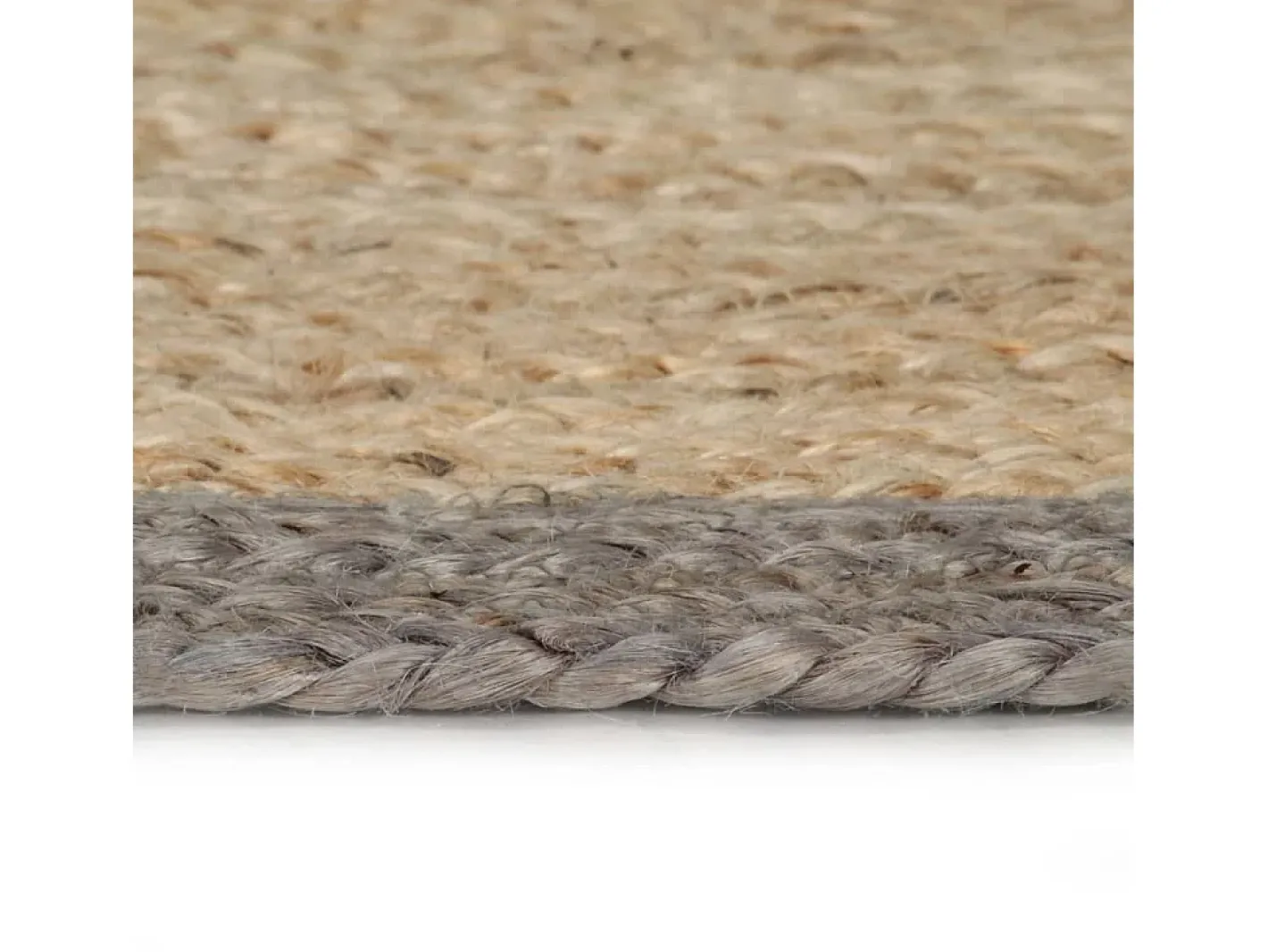 Alfombra De Cocina|Alfombra Redonda-Alfombra de yute hecha a mano con borde 150 cm Gris