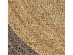 Alfombra De Cocina|Alfombra Redonda-Alfombra de yute hecha a mano con borde 150 cm Gris