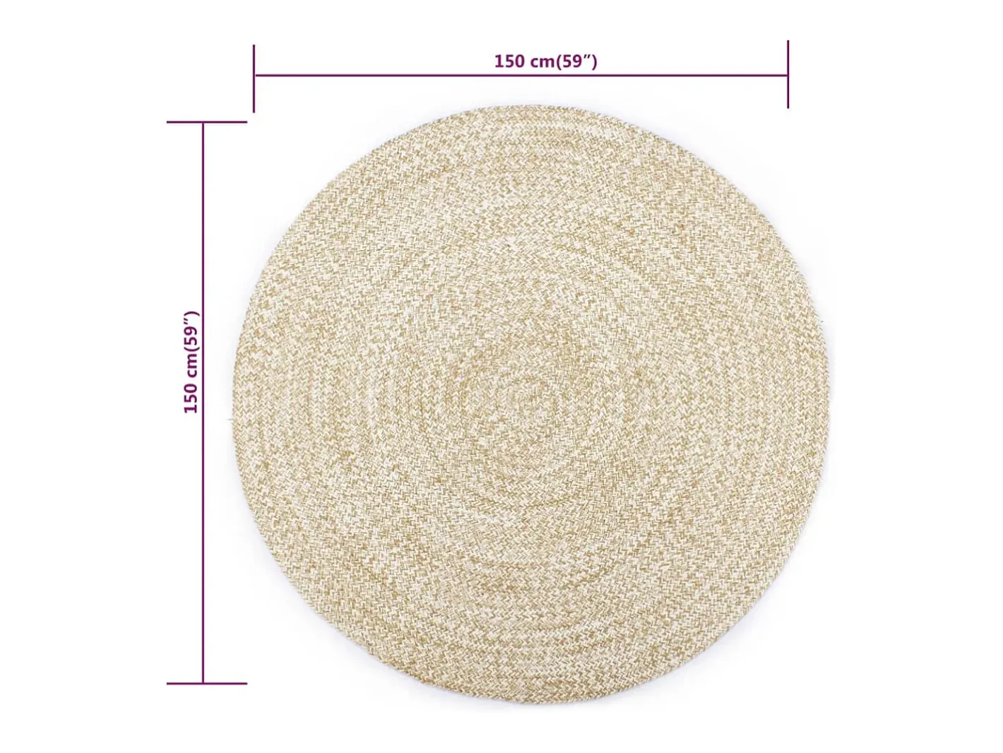 Discount Alfombra de yute hecha a mano blanca y natural 150 cm Blanco