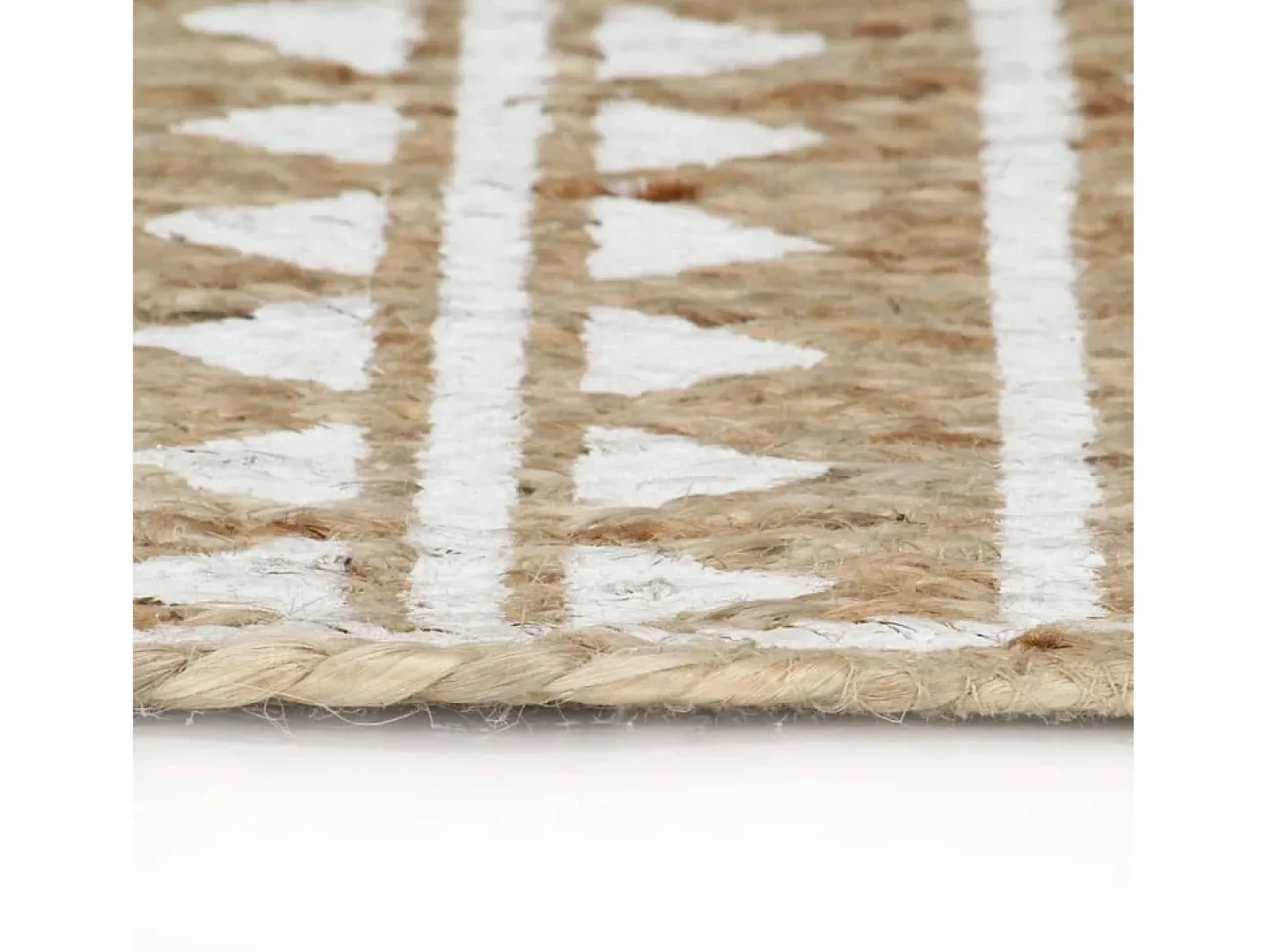 Alfombra De Cocina|Alfombra Redonda-Alfombra de yute hecha a mano con estampado de 150 cm Blanco