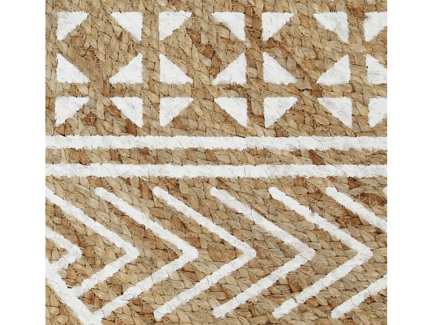 Alfombra De Cocina|Alfombra Redonda-Alfombra de yute hecha a mano con estampado de 150 cm Blanco
