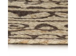 Alfombra De Cocina|Alfombra Redonda-Alfombra de yute hecha a mano con estampado marrón oscuro 120 cm Marru00f3n