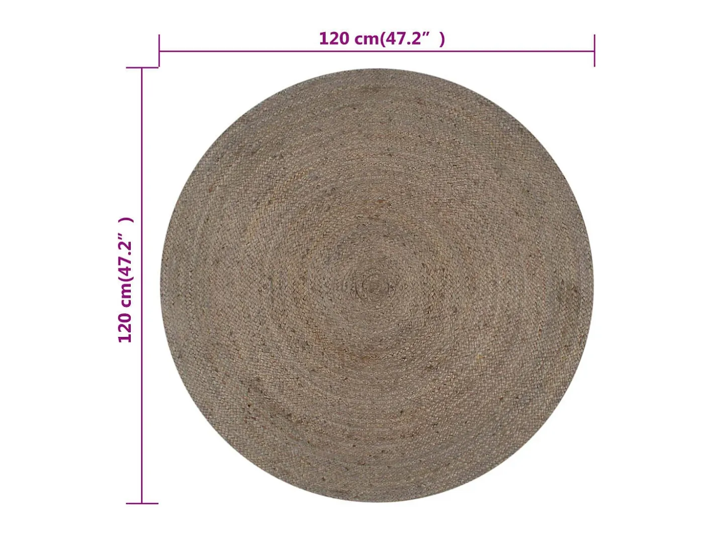 Outlet Alfombra de yute hecha a mano redonda 120 cm Gris