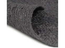 Alfombra De Cocina|Alfombra Redonda-Alfombra de yute hecha a mano redonda de 90 cm oscuro Gris