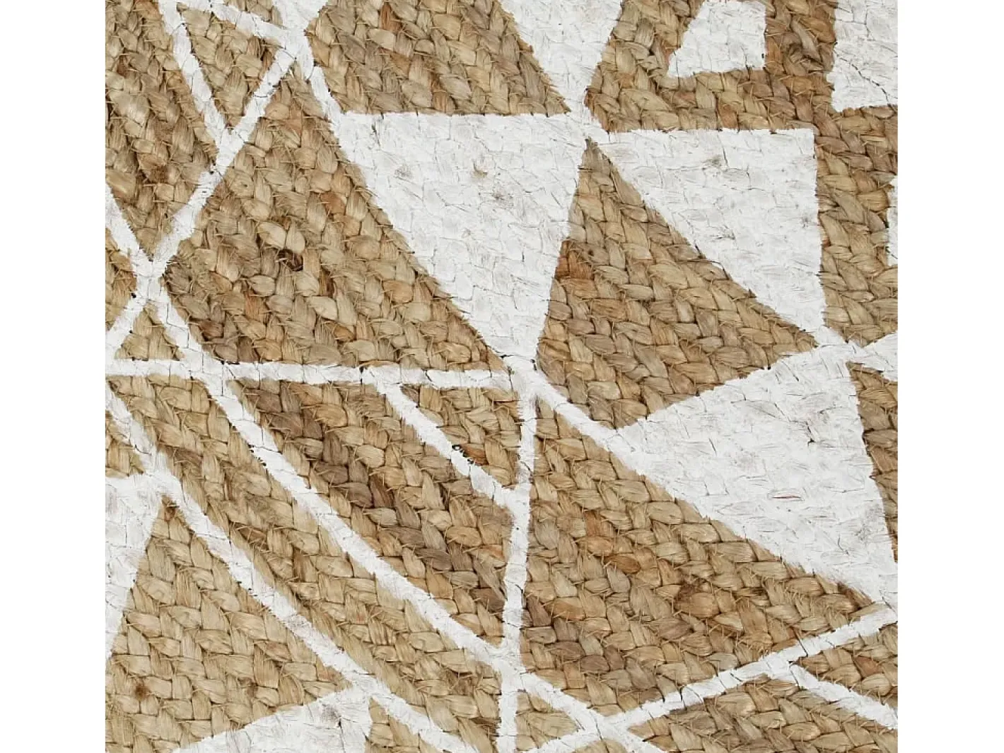 Alfombra De Cocina|Alfombra Redonda-Alfombra de yute hecha a mano con estampado de 120 cm Blanco