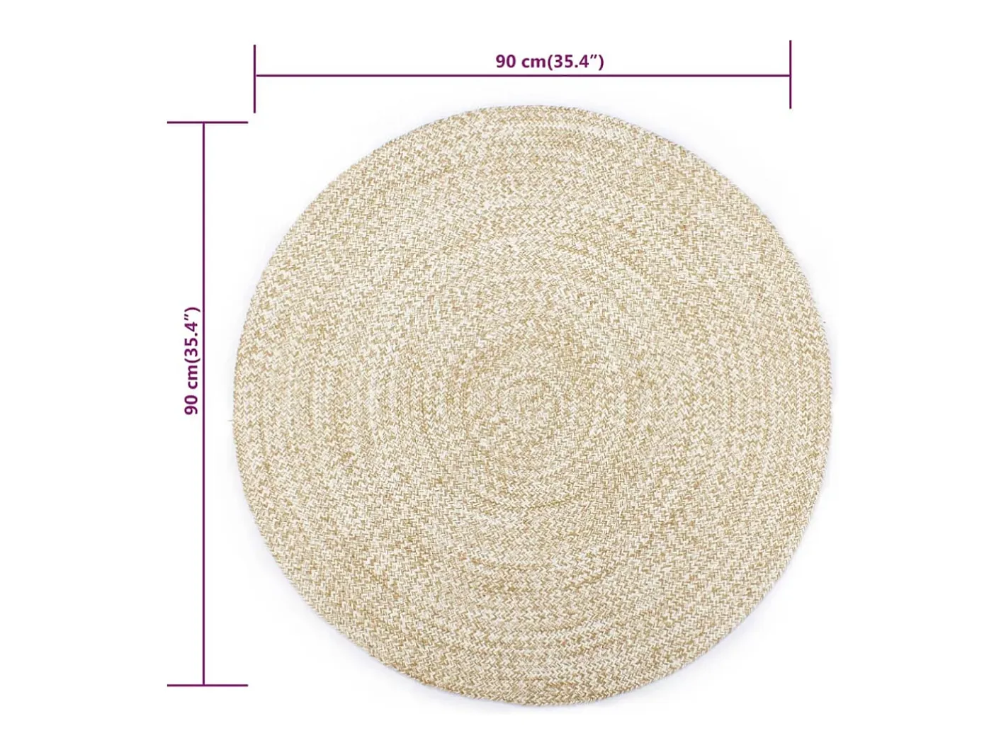 Sale Alfombra de Yute Hecha a Mano Blanca y Natural 90 cm Blanco