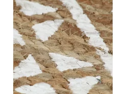 Alfombra De Cocina|Alfombra Redonda-Alfombra de yute hecha a mano con estampado de 120 cm Blanco
