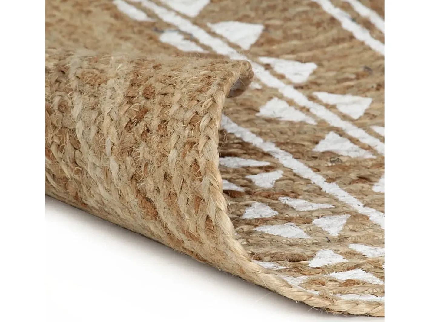 Alfombra De Cocina|Alfombra Redonda-Alfombra de yute hecha a mano con estampado de 120 cm Blanco