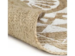 Hot Clicnbuy Alfombra de yute tejida a mano con estampado 120 cm Blanco