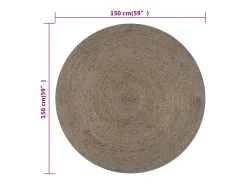 Clicnbuy Alfombra de yute tejida a mano redonda 150 cm Gris Outlet