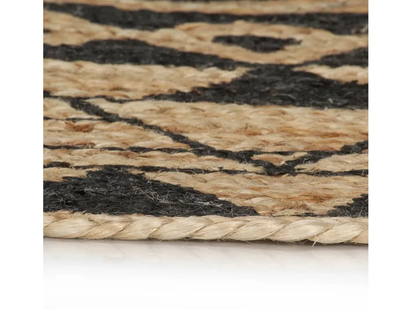 Clicnbuy Alfombra De Salón|Alfombra Redonda-Alfombra de yute tejida a mano con estampado 150 cm Negro