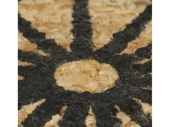 Clicnbuy Alfombra De Salón|Alfombra Redonda-Alfombra de yute tejida a mano con estampado 150 cm Negro