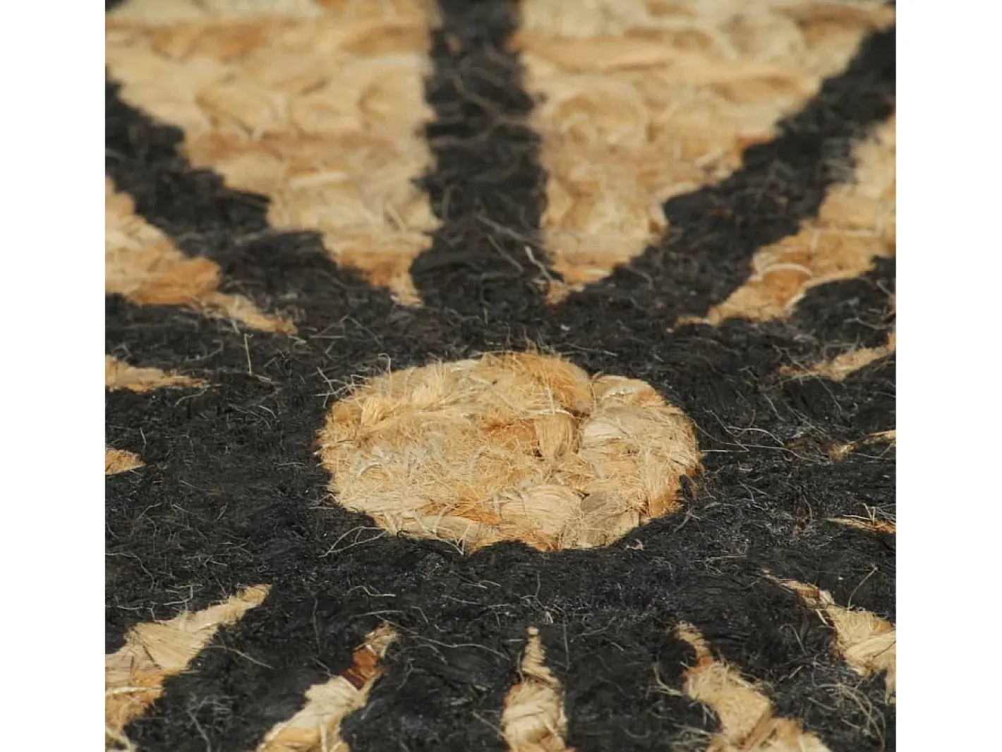 Clicnbuy Alfombra De Salón|Alfombra Redonda-Alfombra de yute tejida a mano con estampado 150 cm Negro
