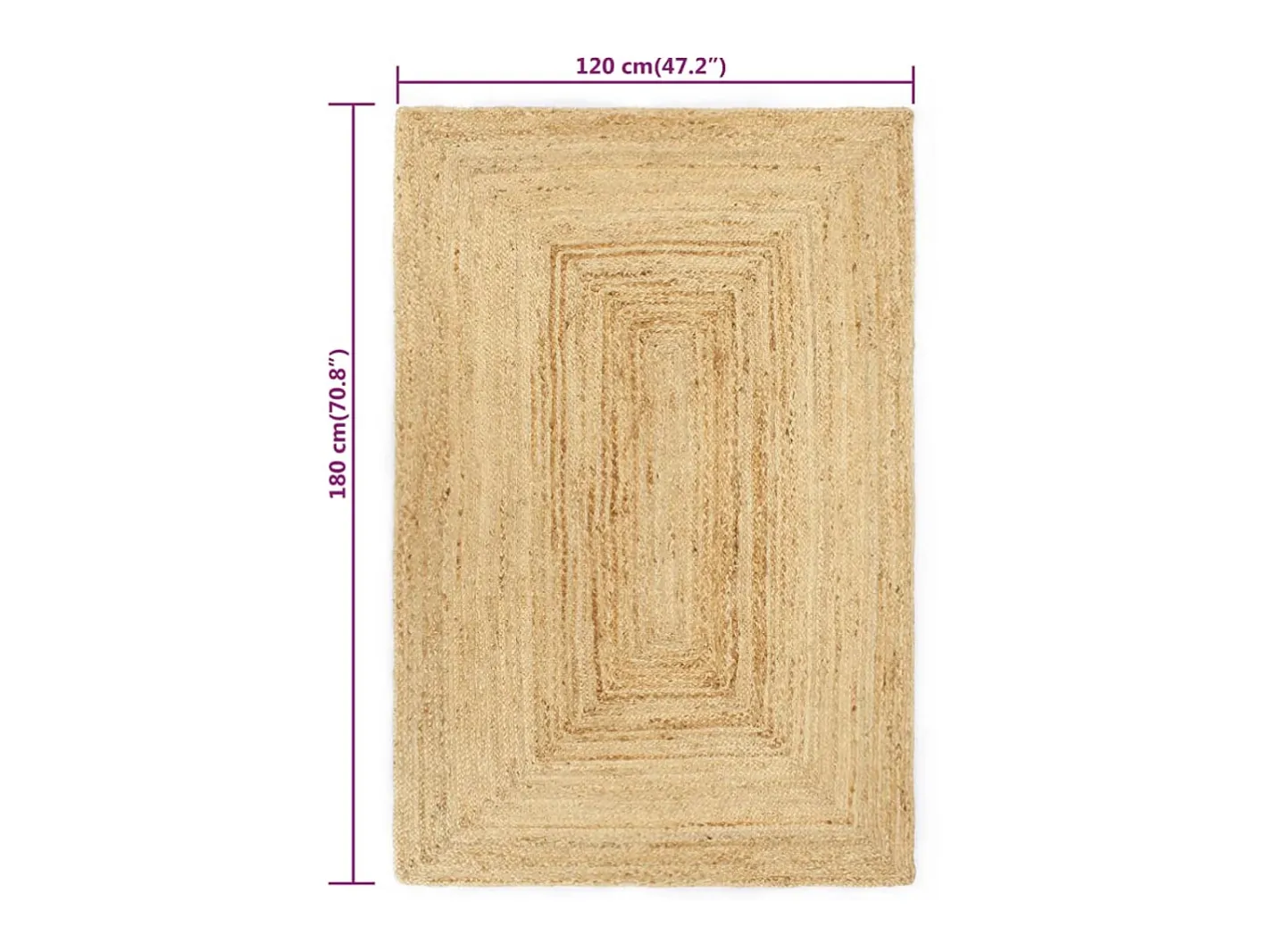 Alfombra de yute tejida a mano natural 120x180 cm ES18307 Marru00f3n