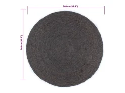 Clicnbuy Alfombra Redonda-Alfombra de yute tejida a mano redonda oscuro 240 cm Gris