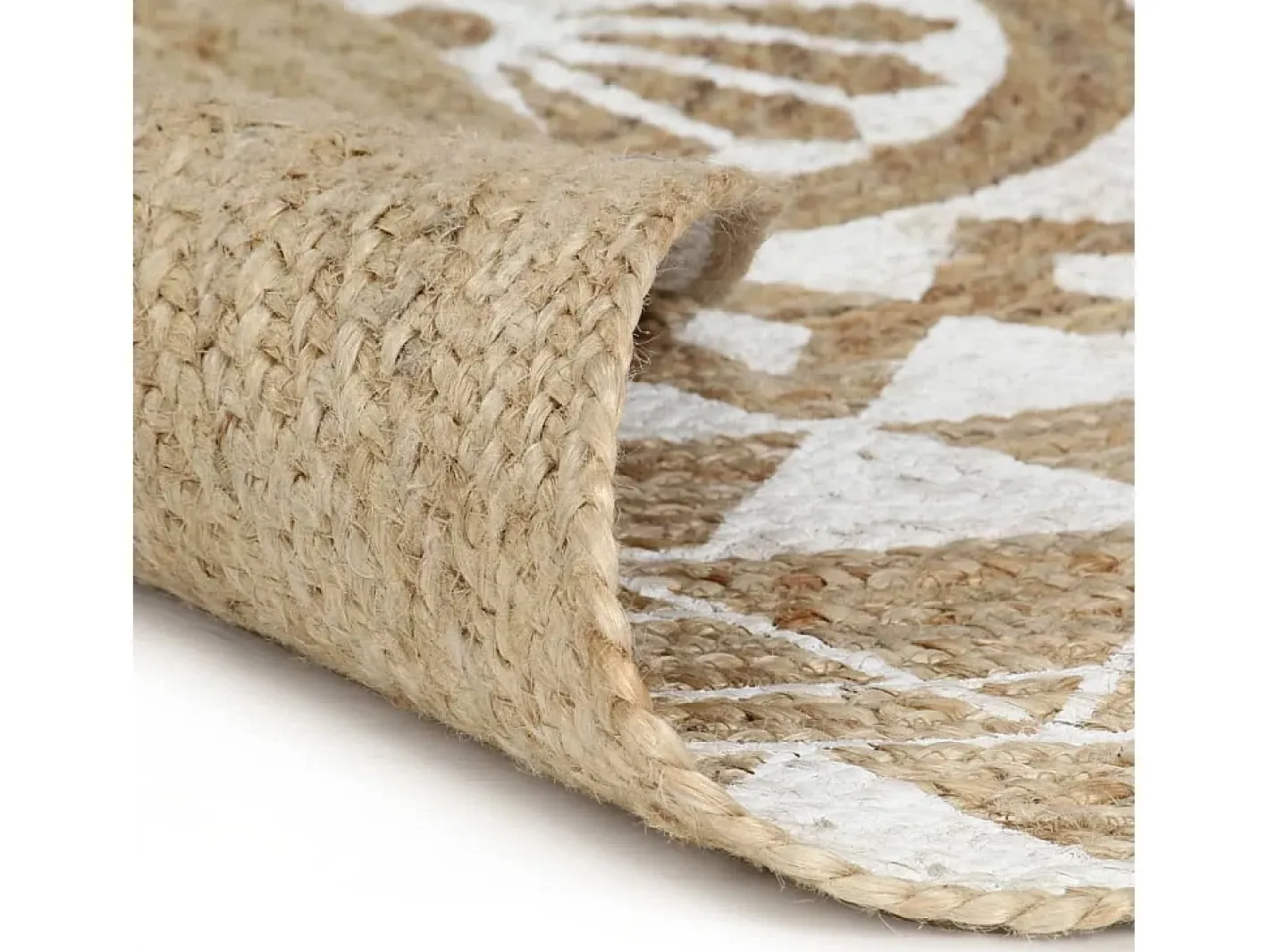 Alfombra de yute tejida a mano con estampado 120 cm ES62763 Blanco Sale
