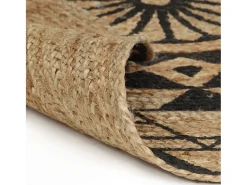 Alfombra de yute tejida a mano con estampado 150 cm ES83704 Negro Online